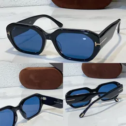 Rectangular acetate sunglasses fashionable for men and women with large plate legs and a T-shaped decorative logo on the mirror surface FT0917 multi-color UV400