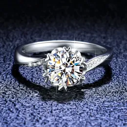 Eheringe Luxus Original PT950 Platin Ring Rund 1 Karat VVS1 Schneeflocke Diamant Ring Damen Geschenk Hochzeit Zubehör 231208