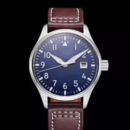 Automatyczne mechaniczne męskie zegarek Pilot Mark XVIII IW327004 40 mm Blue Vila Brązowy skórzany pasek Męskie zegarki 288U