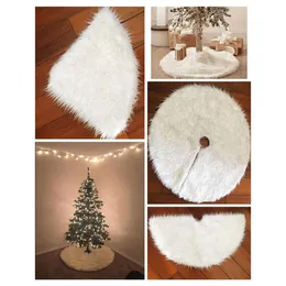 Tapete de pele de árvore de pelúcia branca, decoração de feliz natal para casa, saias de árvore de natal, decoração de ano novo228l