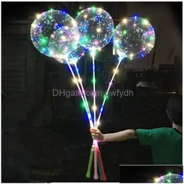 손잡이가있는 파티 장식 Led Balloon Toy Light Up Luminous Bobo Ball Lights String 80cm Stick Tole Transparent Christmas Difo
