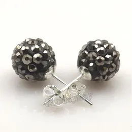 10mm Hematite Disco Balls Rhinestone Earring Studs For Valentine Holiday 20 Pairs Whole 3172