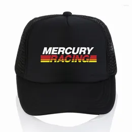 Ball Caps Casquette Mercury Racing Logo Beyzbol Kapağı Erkek Kadınlar Nefes Alabilir Mesh Trucker Ayarlanabilir Snapback Şapkalar