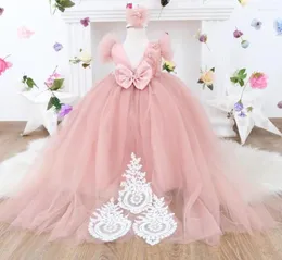 Mädchenkleider, rosa Blumenkleid, ärmellos, O-Ausschnitt, Prinzessin, Hochzeit, Erstkommunion, Kleid, individuelles Outfit, Kindergröße 1–14 Jahre