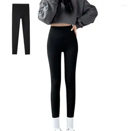 Active Pants Women's Winter Leggings Thermal Velvet Cotton Slimming Tights High Resilience Seamless Weather Black
