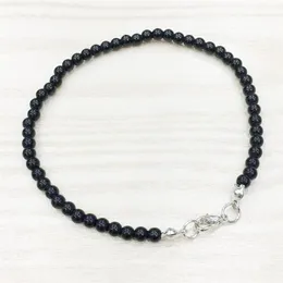 MG0138 Whole Black Onyx Anklet Handamde天然石マラビーズアンクレット4 mmミニジェムストーンジュエリー305k