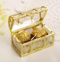 Caixa de doces de ouro de plástico delicado romântico armazenamento presente envoltório casamento favores caixas fontes de festa dourado ou prata médio size2715316