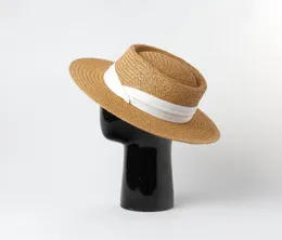 Chapeau de soleil de plage d'été en paille naturelle fait à la main pour femmes et hommes, casquette Panama, visière de protection à la mode, chapeaux de bateau Y2007161710604