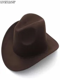 LuckylianJi Retro Kids Trilby Wool Feel Fedora Country Boy Cowboy Hat Western Bull Jazz Sun Chapeau Caps dla dzieci Q0802877471