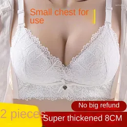 New Women's Underwear, Thickened, Adjustable, Steel-free, Push-up,  Anti-sagging Embroidered Bra For Small Chests