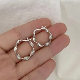 Creolen aus 925er-Sterlingsilber, verdrehte Linien, für Damen, trendiger Vintage-Ohrring, Schmuck, verhindert Allergien, Party-Zubehör, authentisch