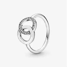 Bague scintillante en argent Sterling 925, nouvelle marque, avec cercles entrelacés, anneaux de mariage pour femmes, bijoux à la mode 175U