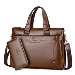 Briefcases Horizontal men's bag fashionable crossbody bag soft leather shoulder bag handheld business bag computer bag straight 230910