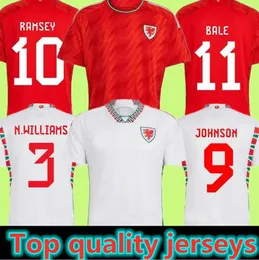 2022 Wales Soccer Jersey 22 23 Home Away Red Allen Bale Ramsey Camisa Nacional James Wilson Brooks Giggs Homens Adultos Uniforme de Futebol