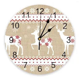 Orologi da parete Natale Inverno Alce Fiocchi di neve Vintage Grande camera dei bambini Orologio silenzioso Decorazioni per ufficio Regalo da appendere da 10 pollici