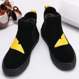 Lüks tasarımcı erkekler sıradan ayakkabılar ünlü Roma markası klasik stil küçük canavar yüksek üst ayakkabı yüksek kaliteli orijinal deri anti slaytlar erkekler düz topuk ayakkabı spor ayakkabıları