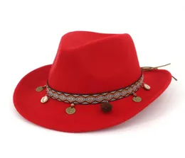 Qiuboss richard petty stetson feltro cowboy ocidental com fita étnica acabamento liso chapéu fedora de feltro de lã para homens e mulheres 2744525