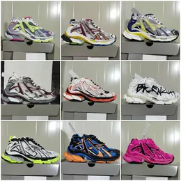 Corredor de luxo 7.0 tênis designer sapatos casuais parisienses mulheres homens passar sentido graffiti preto limão amarelo tênis preto branco rosa azul tendência jogging tamanho 35-46