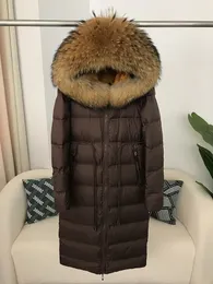 Frauen Pelz Faux OFTBUY XLong Jacke Echt Waschbär Kragen Mit Kapuze Winter Frauen Weiße Ente Unten Weibliche Dicke Warme Mantel Luxus oberbekleidung 231211