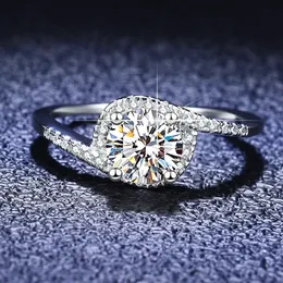 Anéis de casamento reais pt950 anéis de platina excelente corte redondo 1 quilate anéis de diamante feminino aliança de casamento joias finas 231208