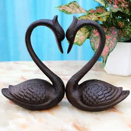 Decorative Figurines Home Accessories Living Room Decoration Small Decorations Creative Wedding Gifts Cast Iron Crafts Lovers Swan