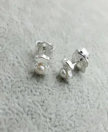 Bear Jewelry 925 Sterling Silver Earrings Pendientes Super Power de Plata Con Perla Fits European Jewelry Gift 8124035408654160