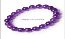 Perlenstränge Armbänder Schmuck 8 mm runde Perlenstrangform echte natürliche lila Amethyst Kristall Edelstein Perlen Armband For3013475