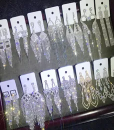 2020 abartılı büyük pençe zinciri seti elmas küpeler damla moda uzun püskül küpe