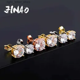 Stud Jinao 4.6.8 mm okrągłe cięcie CZ kolczyki stadninowe Złota 925 Srebrna biżuteria Hip Hop Fashion Out Cubic Zirconia for Women YQ231211