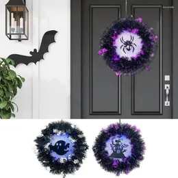 Flores decorativas halloween grinaldas iluminadas brilho decoração grinalda porta do corredor parede festa de terror pendurado para o quarto