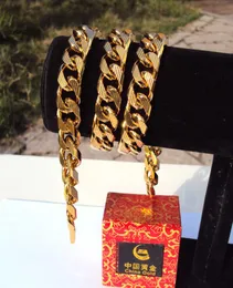 Cuban Curb Chain 18 K GF THAI BAHT GOLD NECKLACE 24 Heavy Jewelry THICK TALL N16 X07074352370