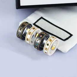 Liebesring Herrenschmuck Designer für Damen Damenringe Jubiläumsgeschenk G doppelter schwarz-weißer Keramik-Antiker Ring 18 Karat Gold Biene 205 Karat