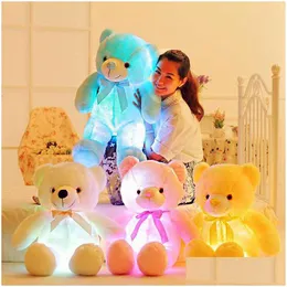 Мягкие плюшевые животные 1/6, светящиеся 30/50/80 см, креативная светодиодная подсветка, светящийся плюшевый мишка, игрушка в виде животного, Рождественский подарок для ребенка Q0 Otl3X