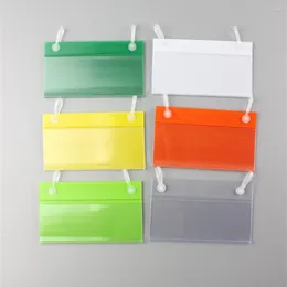 إطارات 100 PCS Clear PVC Price Tag Table حامل شبك الشبك على شريط رف سلة رف شبك