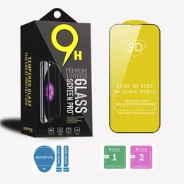iPhone 용 9d Full Protection Tempered Glass Screen Protector 15 14 13 12 11 Pro Max XS XR 6 7 8 Plus Paper Box