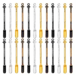 Colheres 24 pcs mini pá colher de rapé pendurado colher de furo para frascos de enchimento com sais colar291a