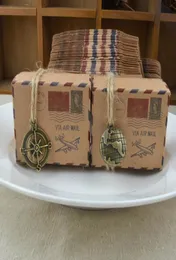 Vintage Favours Kraft Paper Candy Box Podróż samolot powietrza poczta Pakiet prezentu pudełka ślubne pamiątki scatole regalo1539333