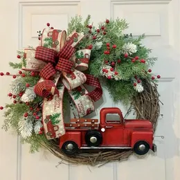 Dekorative Blumen Kränze Weihnachtskranz Künstliche Pflanze Rattan Wanddekoration Roter LKW Kürbis Girlande Türbehang für H280c