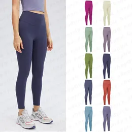 Lu Women's Joga Pants Wysoka talia Trening Truszki Wysokie elastyczne miękkie sporne spodnie solidne kolor Slim Fit Slim Fit Bliskie bioder legginsy z wewnętrzną kieszenią talii A-85