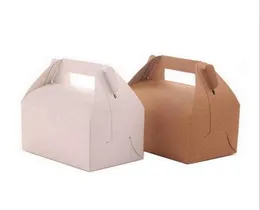 20PcsLot Blank Gable Brown White Color Treat Gift Paper Cardboard Boxes for Wedding Party Favor Box Baby Shower Cake Packaging Y04475663