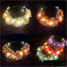 Blinkendes Haargeflecht, dekorative Blumen, leuchtende Girlande, Touristenattraktionen, Wald, Mädchen, Rattan, Rose, Kopfbedeckung, LED-Stirnband, Hochzeit, Pa Dhdbr