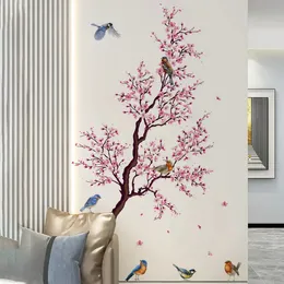 Adesivos de parede Rosa Plum Tree Birds Home Room Decoração Poster Quarto Adesivo Papel Móveis Casa Decoração Interior 231211