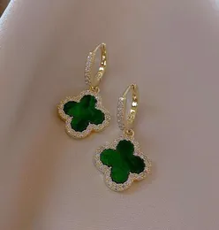 Stud Designer Four-leaf Earring for Women Senior Classic Small Fragrant Earrings New Clover Ear Ring Gold Light Flash