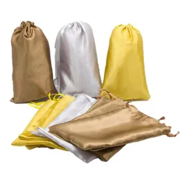 Em branco tira amarelo marrom cetim extensões de cabelo de seda sacos de embalagem pacotes de cabelo virgem humano sacos de embalagem para presentes 18x30cm20996034365