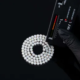 ожерелье Цепочка с муассанитом Pass Diamond Tester Серебро 925 Хип-хоп Позолоченные Ювелирные изделия Ожерелья Теннисные цепочки с муассанитом Bling Iced Out Сертифицировано GRA