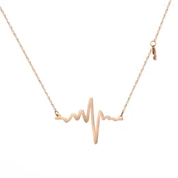 Colares de pingente 1 pc estilo romântico feminino eletrocardiograma de aço inoxidável colar para mulheres casal moda doce jóias presente