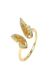 925 Sterling Silver Butterfly White Birthstone Cz Ring Rings Open Open Rings يمكن تعديلها للنساء المجوهرات 1914295