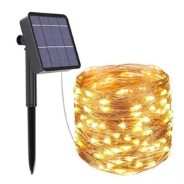 Snaren LED Solar Lamp Buiten 5M 10M 20M LEDs Lichtslingers Fee Vakantie Bruiloft Kerstfeest Garland Tuin Waterdicht Light226E