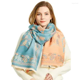 Schals Mode Frauen Kaschmir Winter Schal Luxus Print Design Verdickte Warme Schal Wrap Pashmina Decke Halstuch 2023