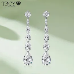 Dangle Avize TBCYD 1698CTTW D Renk Kadınlar İçin Tam Damla Küpeler S925 STERLING Gümüş Uzun Tassel Pırlanta Kulak Saplamalar Güzel Takılar 231208